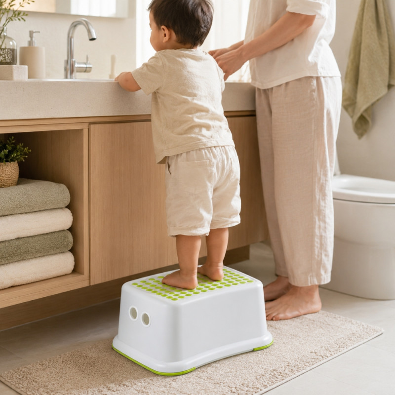 Modern Max Step Stool Designed for Home Organization &amp; Storage – White (H-13cm x W-37cm X L-25cm)