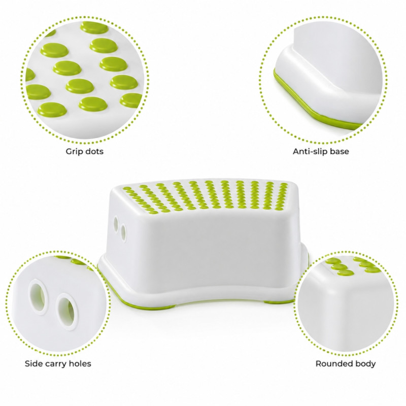 Modern Max Step Stool Designed for Home Organization &amp; Storage – White (H-13cm x W-37cm X L-25cm)