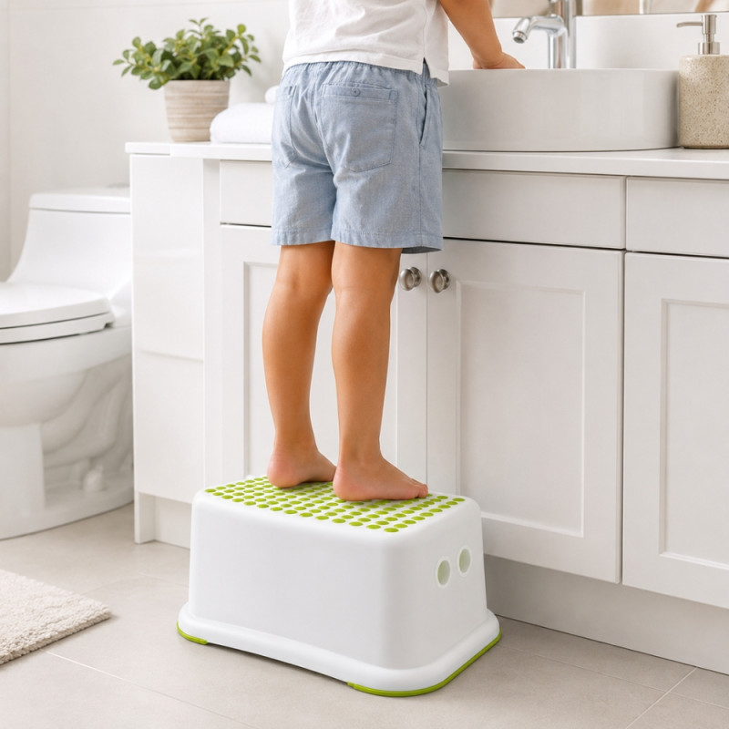 Modern Max Step Stool Designed for Home Organization &amp; Storage – White (H-13cm x W-37cm X L-25cm)