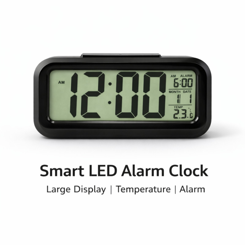 Modern Digital Alarm Clock – Large LCD Display (14cm)