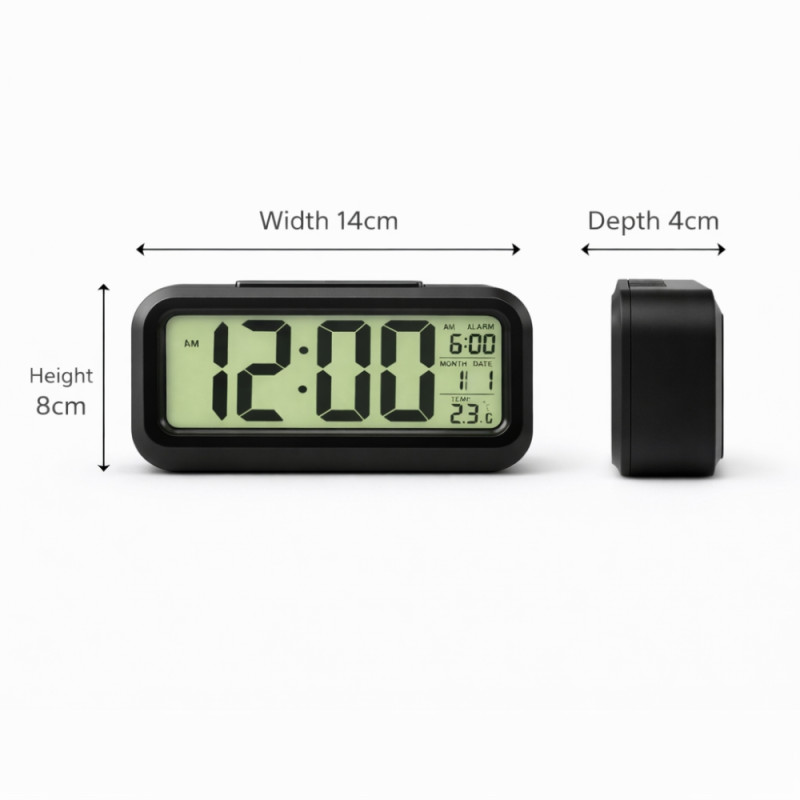 Modern Digital Alarm Clock – Large LCD Display (14cm)