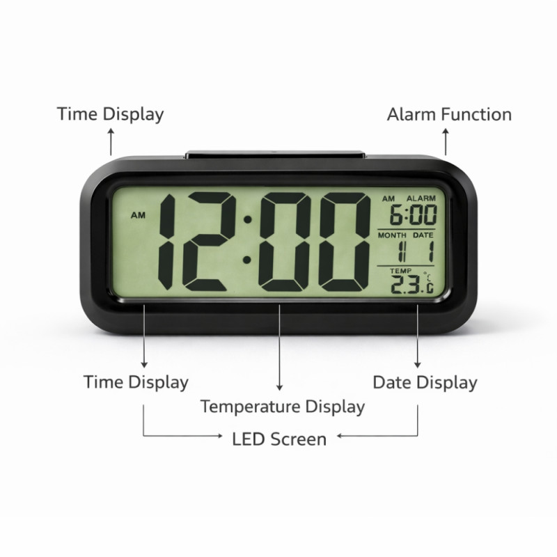 Modern Digital Alarm Clock – Large LCD Display (14cm)