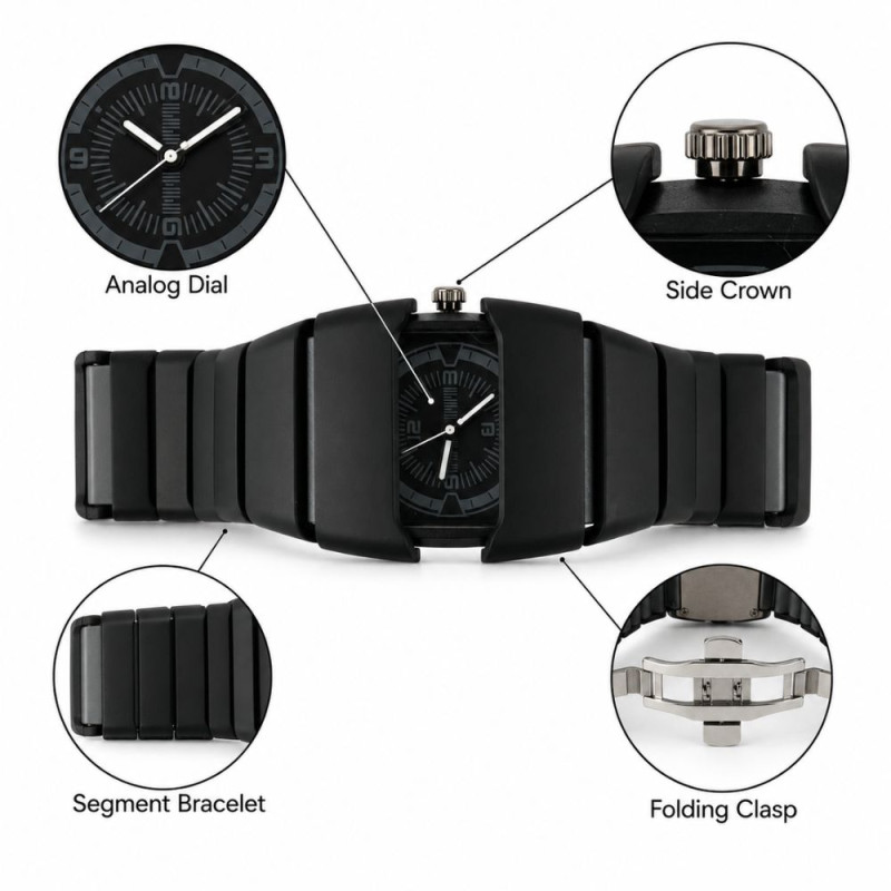 Elegant Black Hand Watch – Black