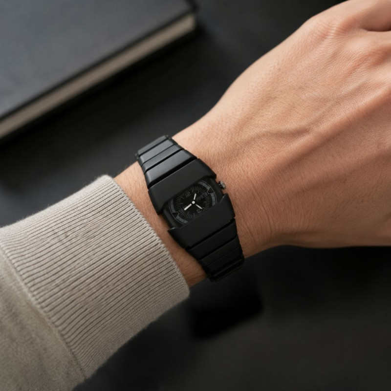 Elegant Black Hand Watch – Black