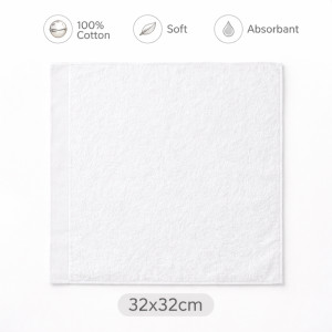 Luxury Square Mini Face Towel – Ultra-Soft Pure White (32x32cm)