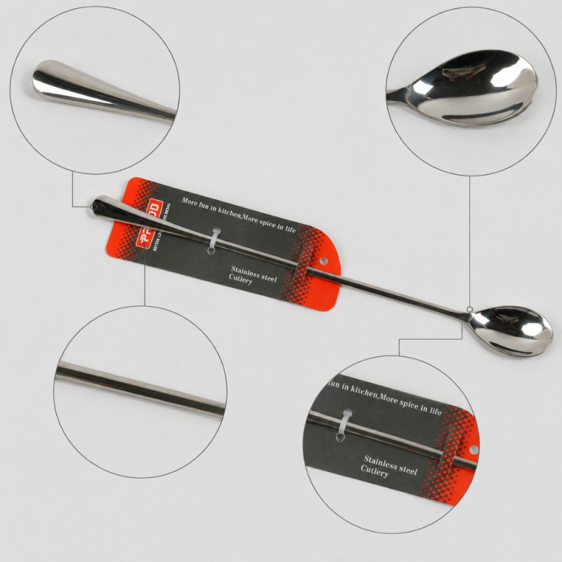 Signature Lock Cocktail Spoon Designed for Everyday Cooking &amp; Kitchen Excellence – Silver (H-28cm)