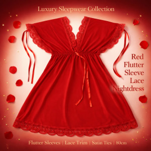 Luxury Crimson Red Satin Chemise – Lace Trim & Adjustable Shoulder Ties (70cm) Luxury Crimson Red Satin Chemise – Lace Trim & Adjustable Shoulder Ties (70cm)