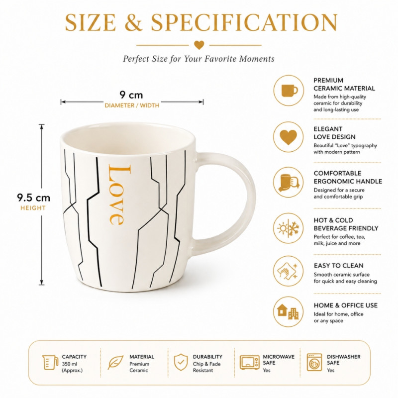 Classic CERAMIC CUP – White Premium Quality (9 x 9cm)