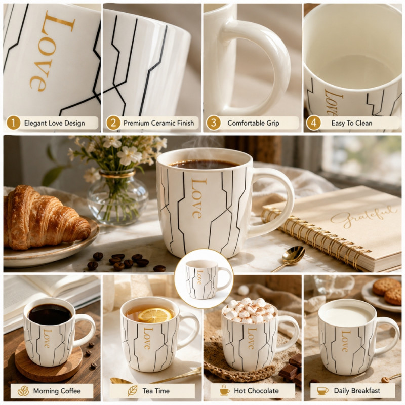 Classic CERAMIC CUP – White Premium Quality (9 x 9cm)