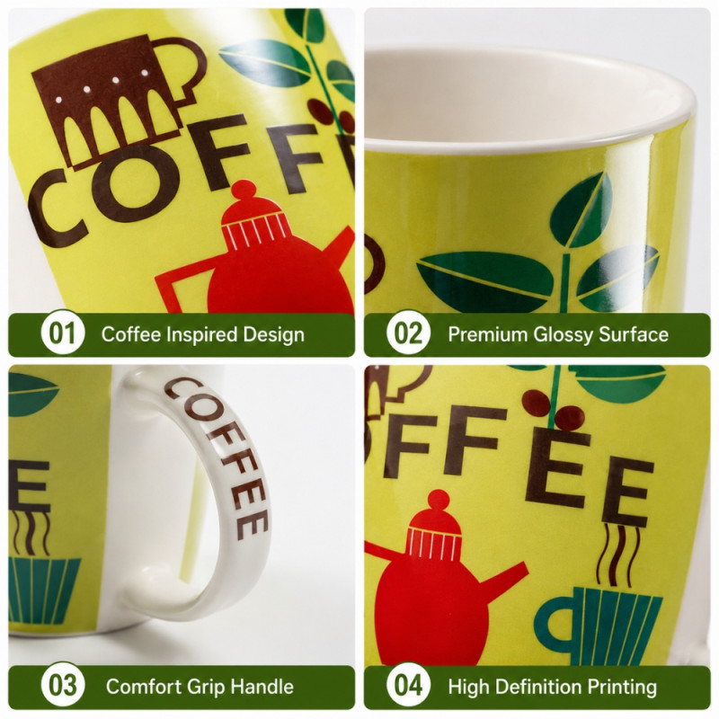 Stylish CERAMIC CUP – Yellow Premium Quality (9 x 9cm)