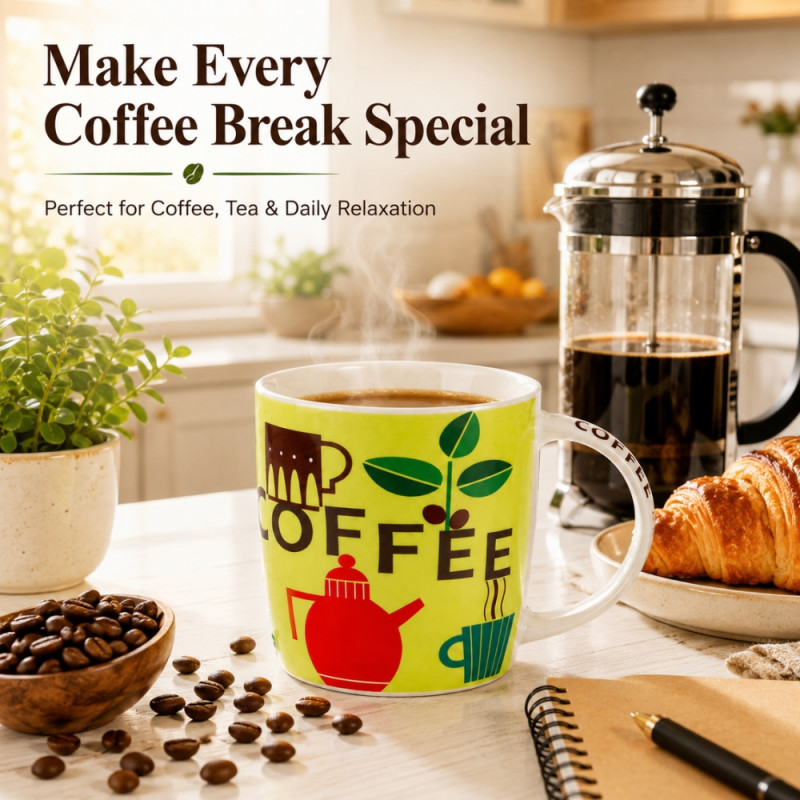 Stylish CERAMIC CUP – Yellow Premium Quality (9 x 9cm)