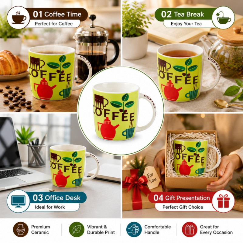 Stylish CERAMIC CUP – Yellow Premium Quality (9 x 9cm)