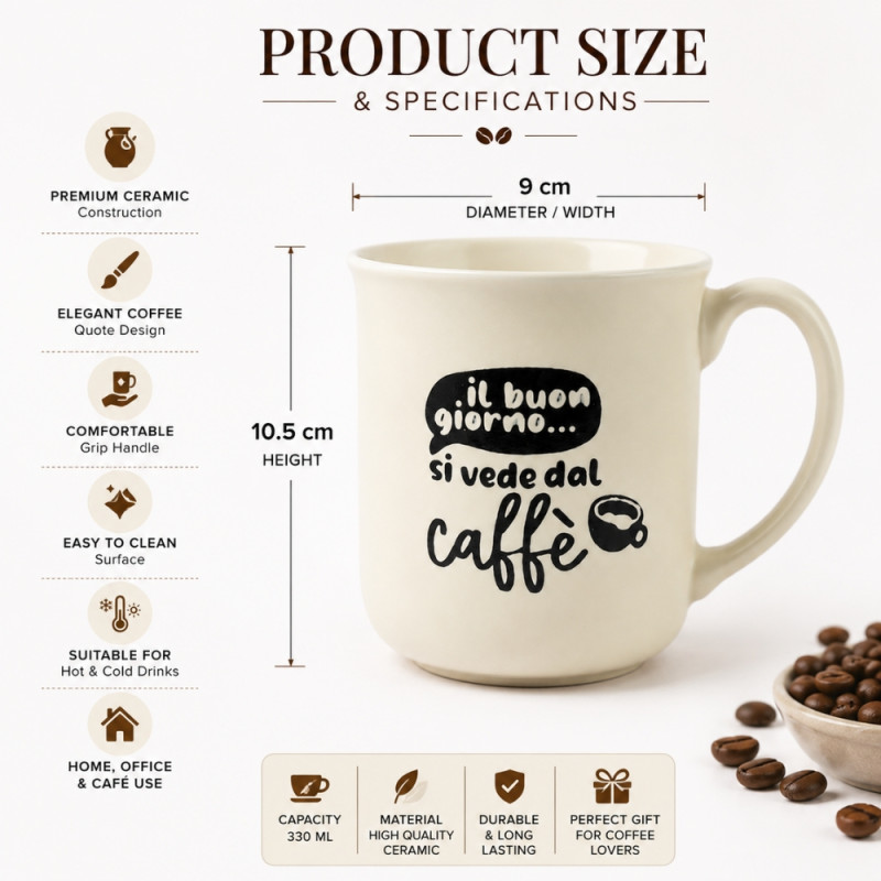 Quality CERAMIC CUP – Ivory Premium Quality (10cm X 9cm)