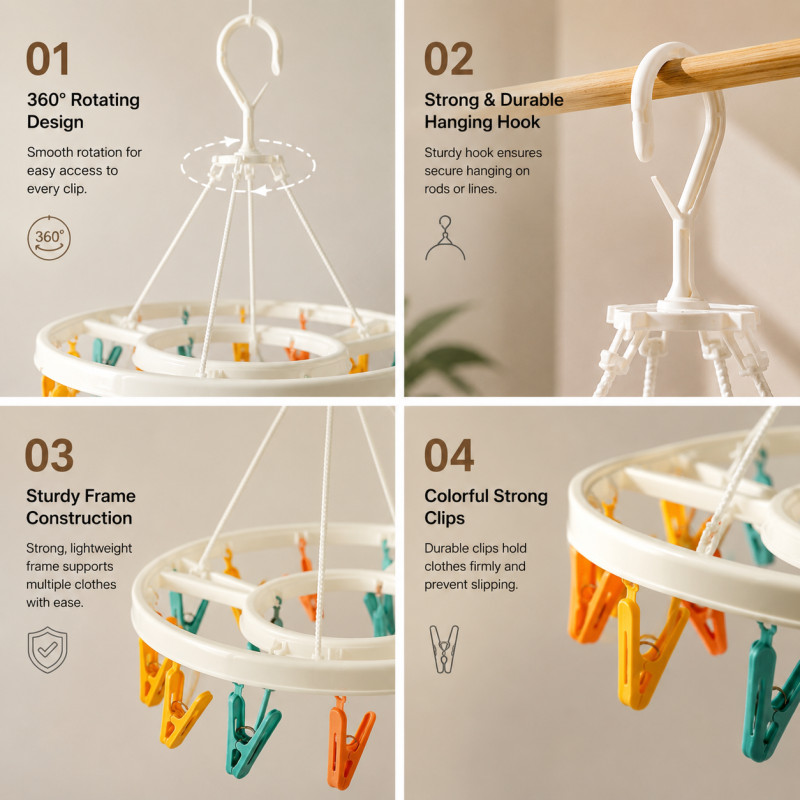 Fine Spark Clothes Drying Rack Designed for Effortless Laundry &amp; Garment Care – Multi Color (H-38, W-32 CM)
