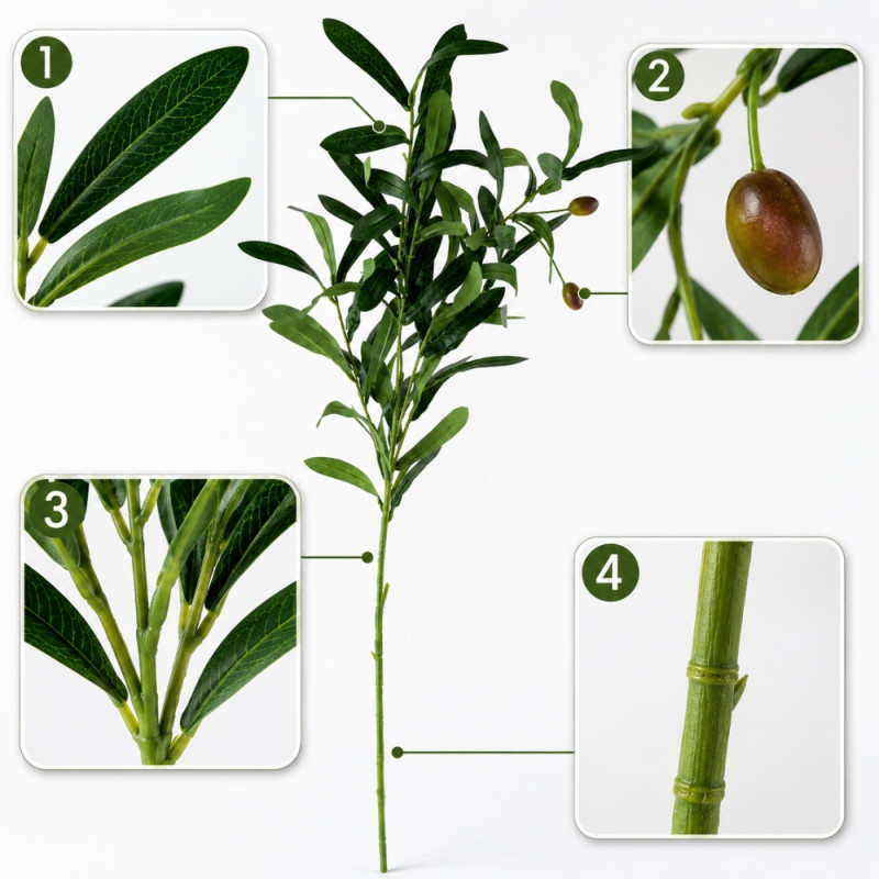 Expert Select Artificial Olive Branch Designed for Home Décor &amp; Event Styling – Green (H-90cm)