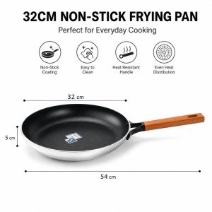 Premium Guard Frying Pan Designed for Everyday Cooking &amp; Kitchen Excellence – Black (W-54, DIA-32 CM)