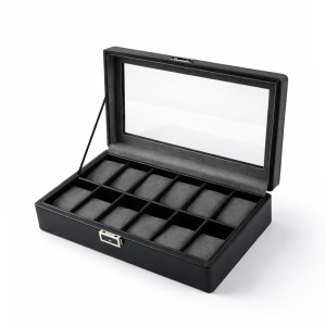 Executive 10-Slot Watch Display Box – Obsidian Black PU Leather (34cm) Executive 10-Slot Watch Display Box – Obsidian Black PU Leather (34cm)