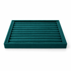 Professional 100-Slot Ring Display Tray – Azure Green Velvet (35cm)