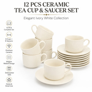 Elegant Ceramic Mug/Cup Set – Ivory Premium Finish (12pcs)