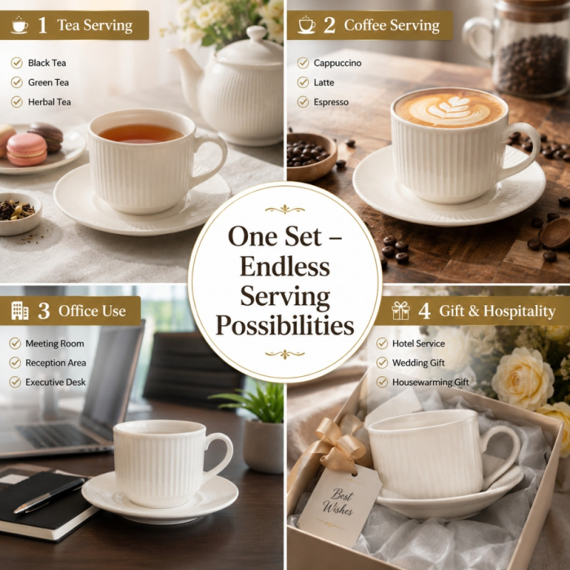 Elegant Ceramic Mug/Cup Set – Ivory Premium Finish (12pcs)