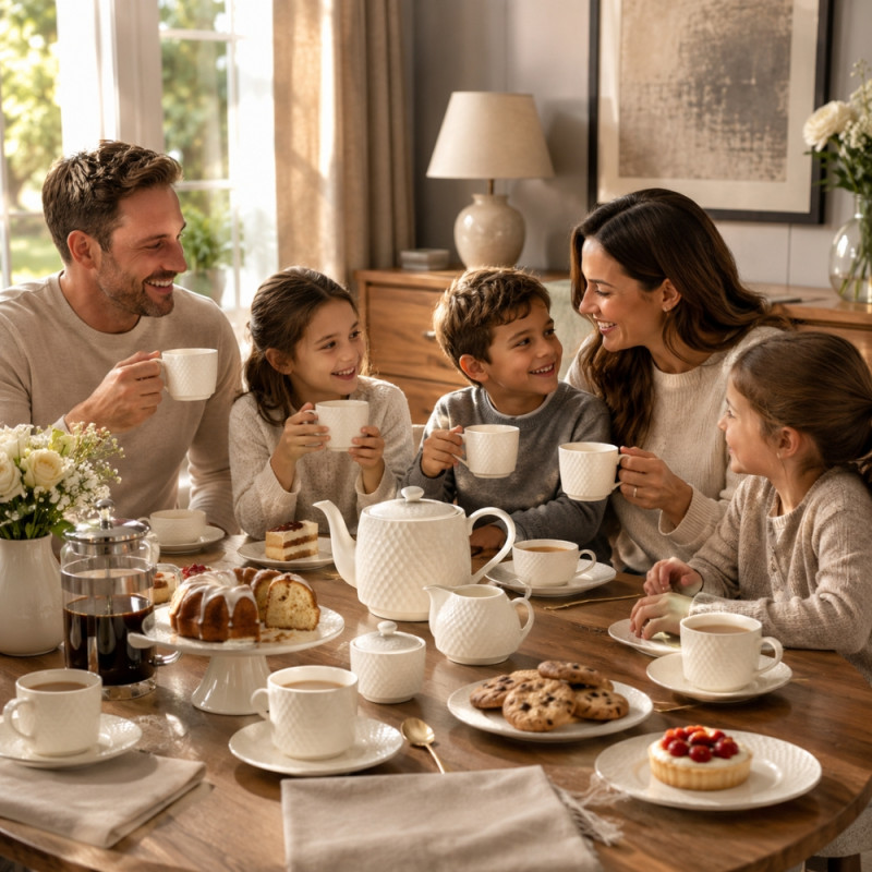 Trusted Edge Ceramic Cup And Saucer Set Designed for Elegant Dining &amp; Entertaining – Ivory (H-6.5, W-8.5, DIA-15.5 CM)