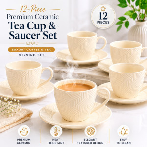 Elegant Ceramic Mug/Cup Set – Ivory Premium Finish (12pcs)