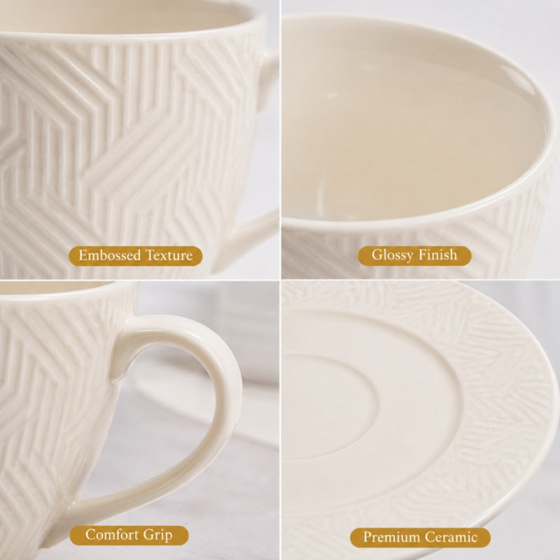 Elegant Ceramic Mug/Cup Set – Ivory Premium Finish (12pcs)