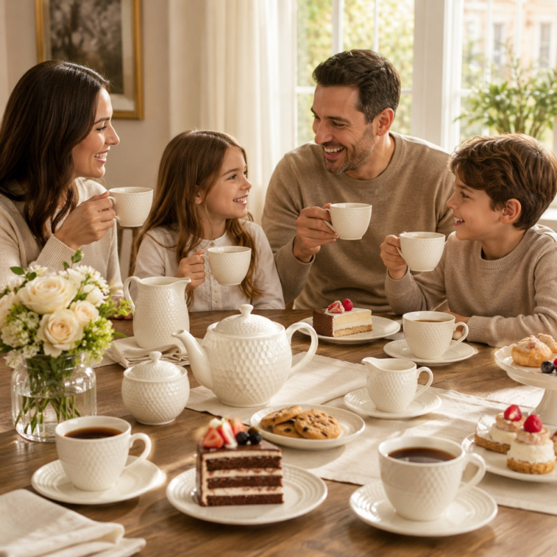 Choice Form Ceramic Cup And Saucer Set Designed for Elegant Dining & Entertaining – Ivory (H-7.5, DIA-8.5 CM)