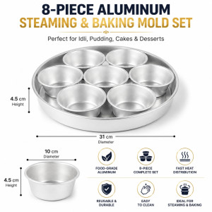 Premium Make Baking Mould Set Designed for Everyday Cooking &amp; Kitchen Excellence – Silver (H-4.5, W-31 CM)