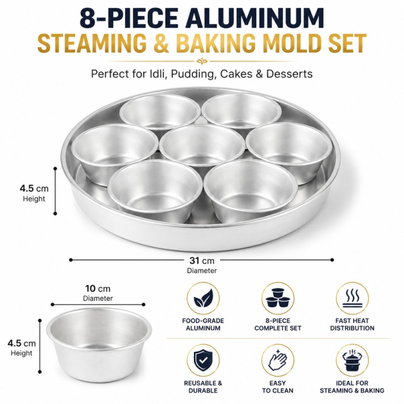 Premium Make Baking Mould Set Designed for Everyday Cooking &amp; Kitchen Excellence – Silver (H-4.5, W-31 CM)