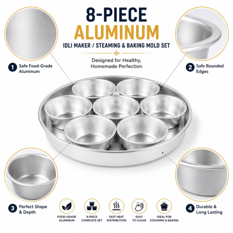 Premium Make Baking Mould Set Designed for Everyday Cooking &amp; Kitchen Excellence – Silver (H-4.5, W-31 CM)