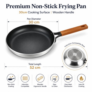 Chic Form Frying Pan Designed for Everyday Cooking & Kitchen Excellence – Black (L-52, DIA-30 CM)