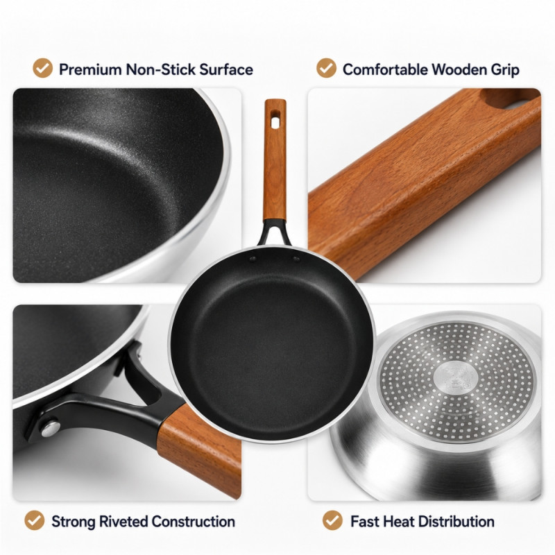 Chic Form Frying Pan Designed for Everyday Cooking & Kitchen Excellence – Black (L-52, DIA-30 CM)