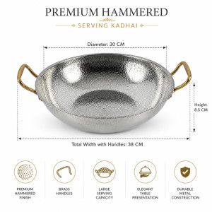 Gentle Design Frying Pan Designed for Everyday Cooking &amp; Kitchen Excellence – Silver (H-8.5, DIA-30 CM)