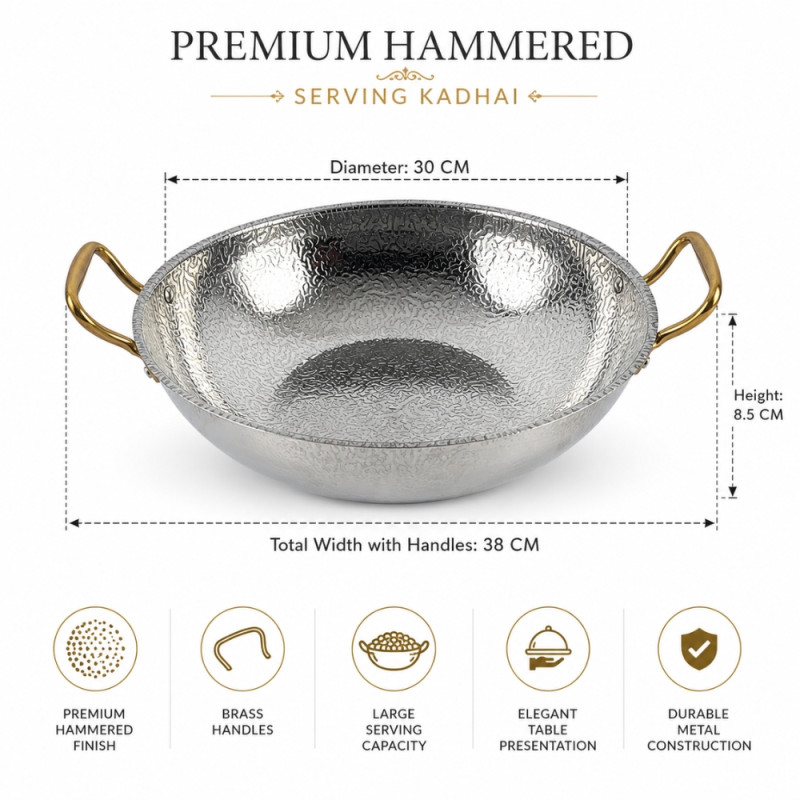 Gentle Design Frying Pan Designed for Everyday Cooking & Kitchen Excellence – Silver (H-8.5, DIA-30 CM)