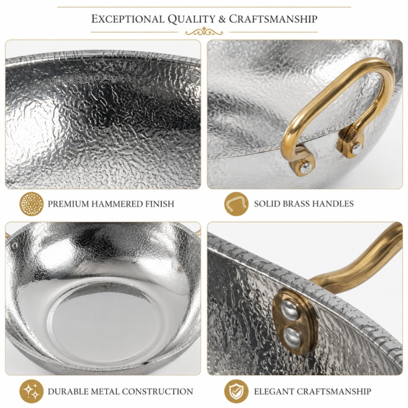 Gentle Design Frying Pan Designed for Everyday Cooking & Kitchen Excellence – Silver (H-8.5, DIA-30 CM)