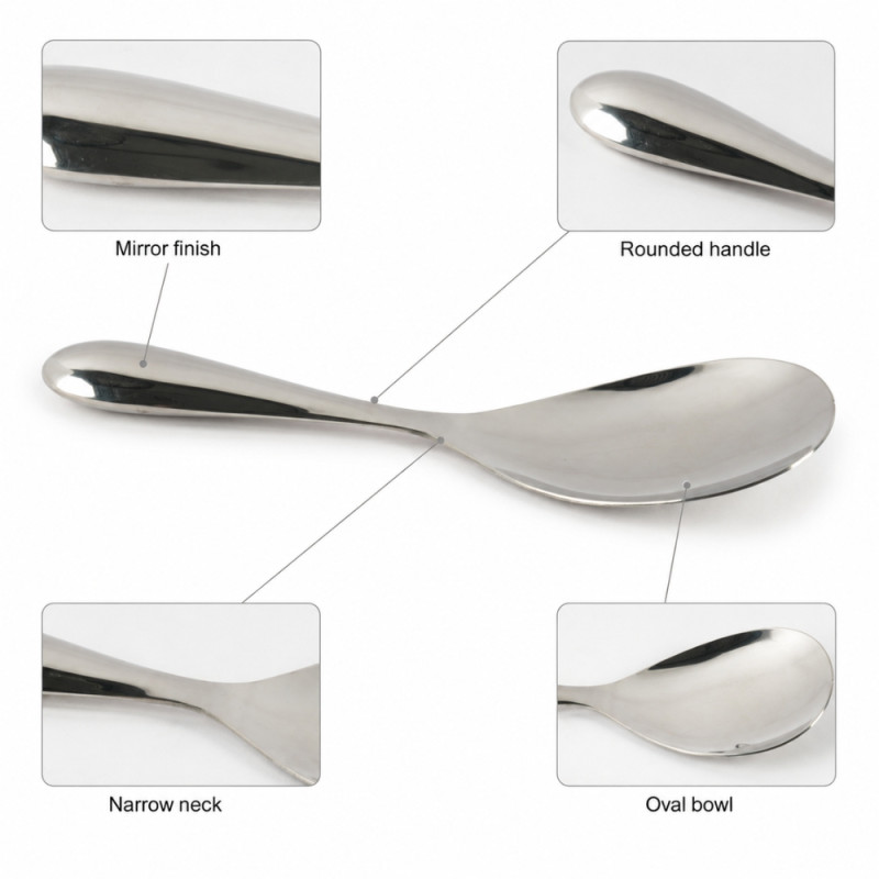 Light Ease Spoon Designed for Everyday Cooking &amp; Kitchen Excellence – Silver (H-20cm x W-7cm)