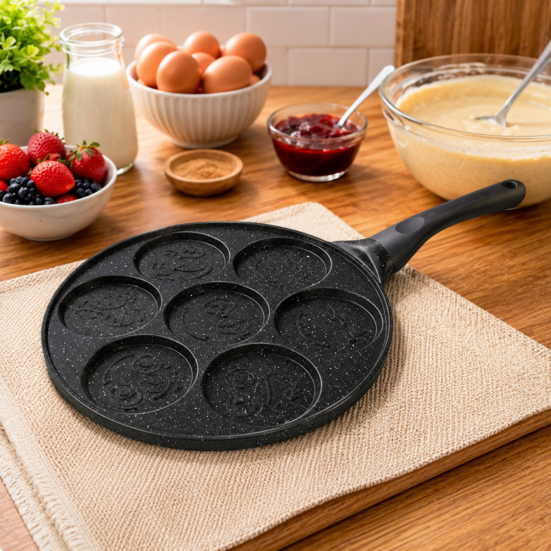 Ultra Gleam Breakfast Frying Pan Designed for Everyday Cooking &amp; Kitchen Excellence – Black (H-26.5, W-46 CM)