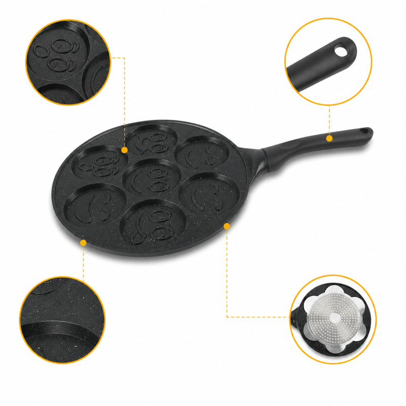Ultra Gleam Breakfast Frying Pan Designed for Everyday Cooking &amp; Kitchen Excellence – Black (H-26.5, W-46 CM)