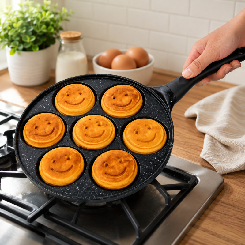 Ultra Gleam Breakfast Frying Pan Designed for Everyday Cooking &amp; Kitchen Excellence – Black (H-26.5, W-46 CM)