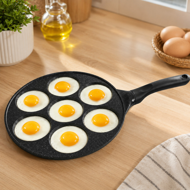 Ultra Gleam Breakfast Frying Pan Designed for Everyday Cooking &amp; Kitchen Excellence – Black (H-26.5, W-46 CM)