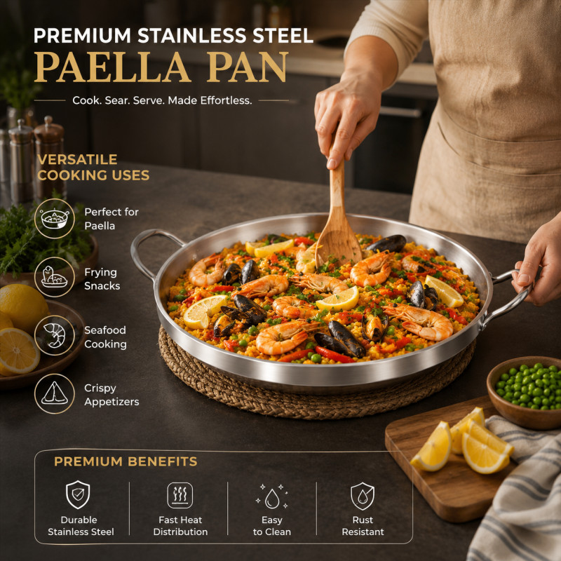 Choice Hold Frying Pan Designed for Everyday Cooking & Kitchen Excellence – Stainless Steel (D-4.2, DIA-35 CM)