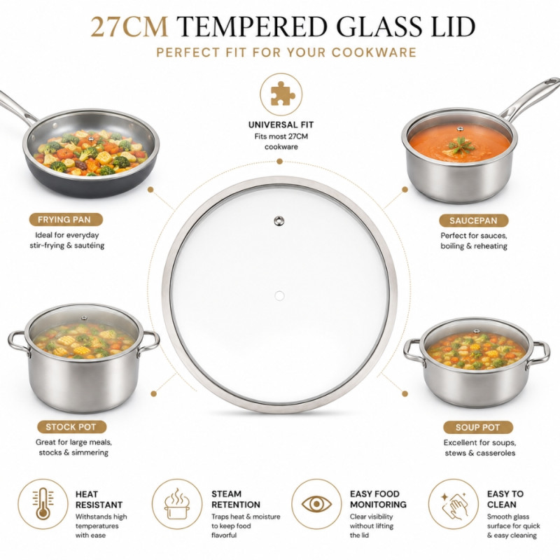 Smart Find Frying Pan Designed for Everyday Cooking &amp; Kitchen Excellence – Stainless Steel (DIA-27 CM)