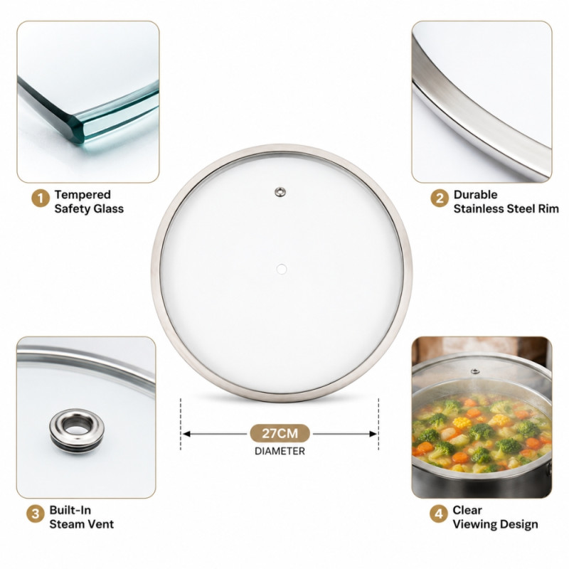 Smart Find Frying Pan Designed for Everyday Cooking &amp; Kitchen Excellence – Stainless Steel (DIA-27 CM)