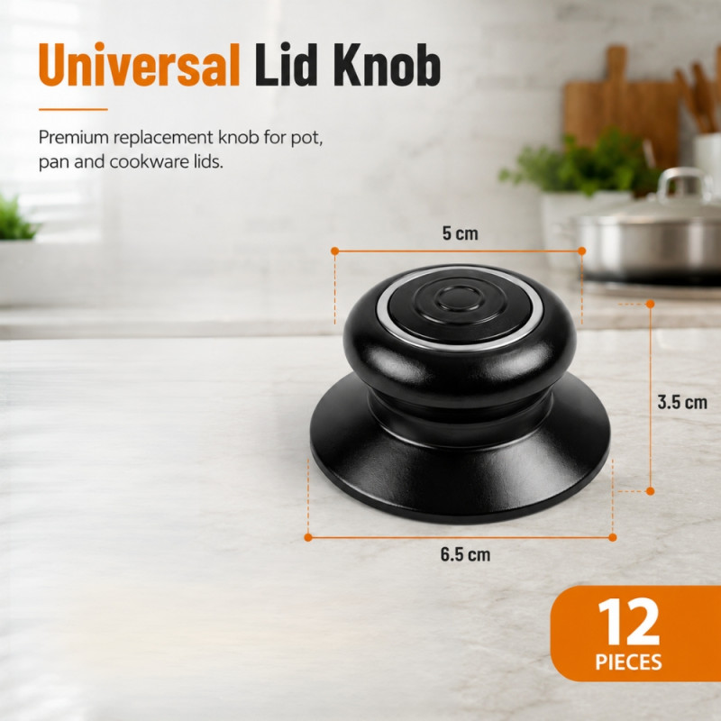 Radiant Select Pot Lid Knob Designed for Everyday Cooking &amp; Kitchen Excellence – Black (DIA-6.5, T-3.5 CM)
