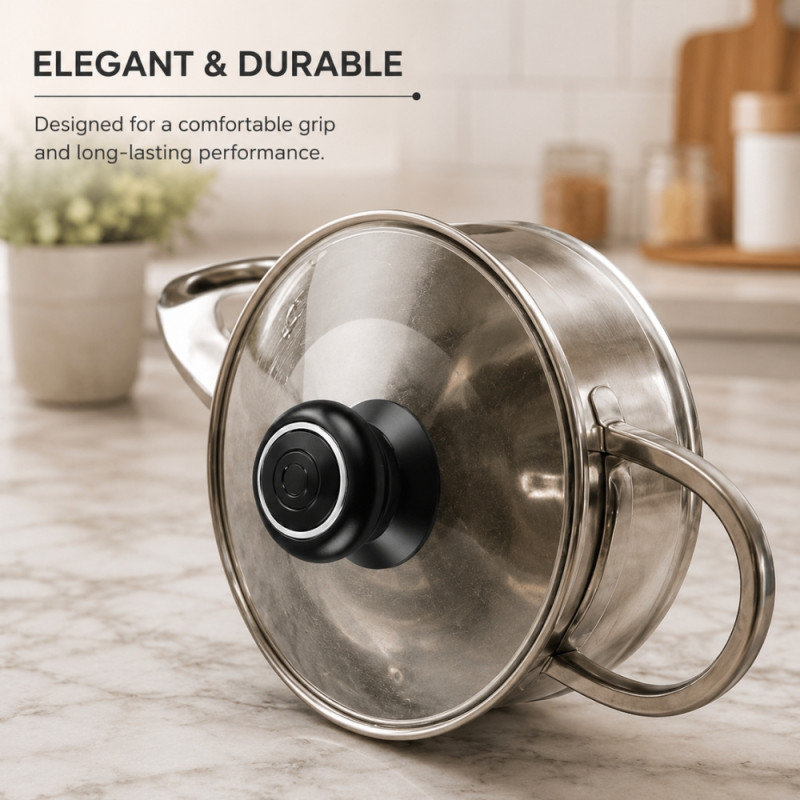Radiant Select Pot Lid Knob Designed for Everyday Cooking &amp; Kitchen Excellence – Black (DIA-6.5, T-3.5 CM)