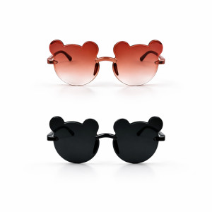 Kids Cartoon Bear Fashion Sunglasses (2-Pack) Brown & Black Gradient