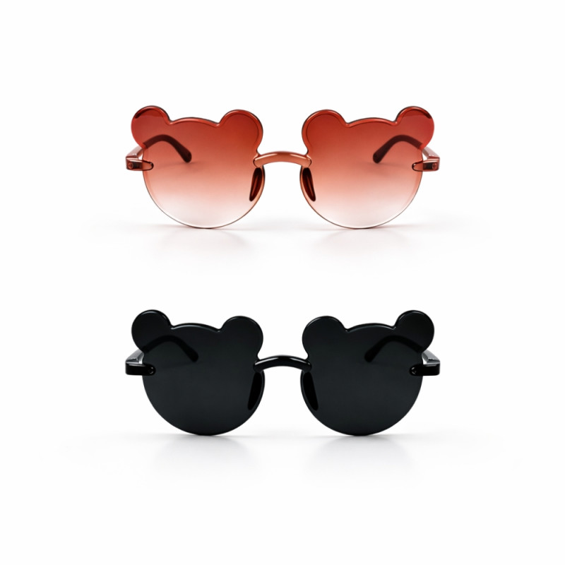 Kids Cartoon Bear Fashion Sunglasses (2-Pack) Brown &amp; Black Gradient