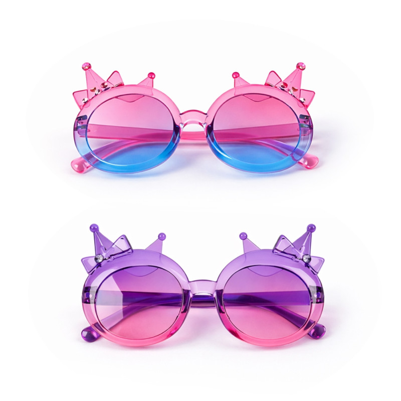 Kids' "Royal Crown" Party Sunglasses (2-Pack) – Pink Gradient Fashion Spectacles