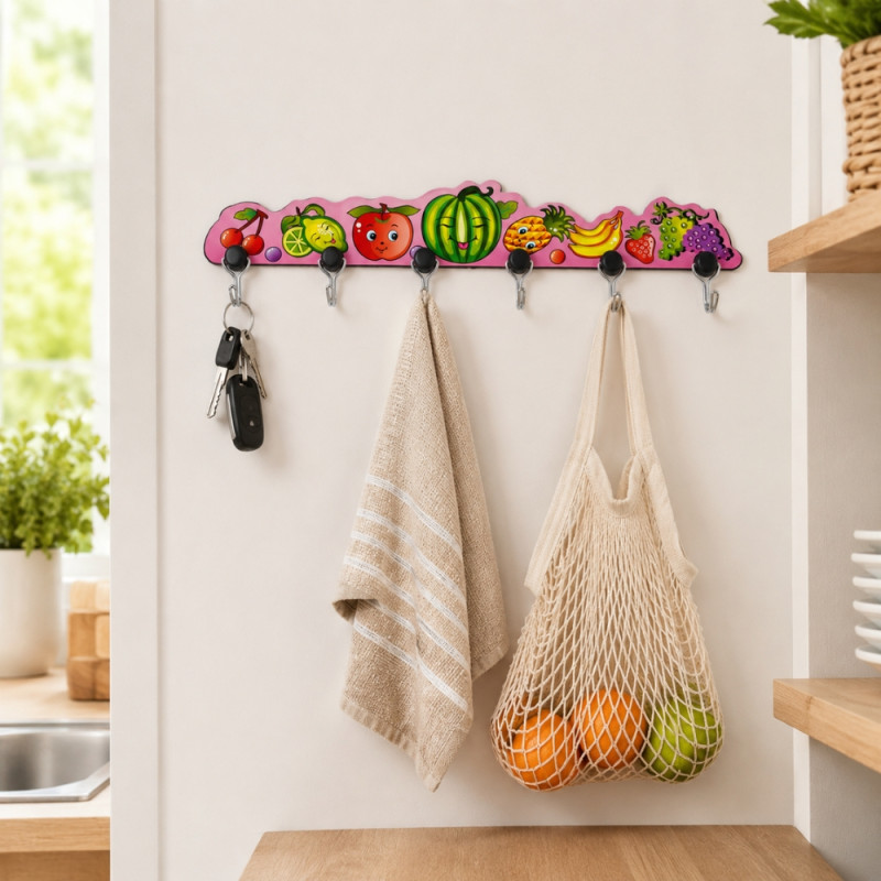 Bright Flow Fruit-themed Wall Hanger Designed for Smart Storage & Organization – Pink (W-35.5 CM)